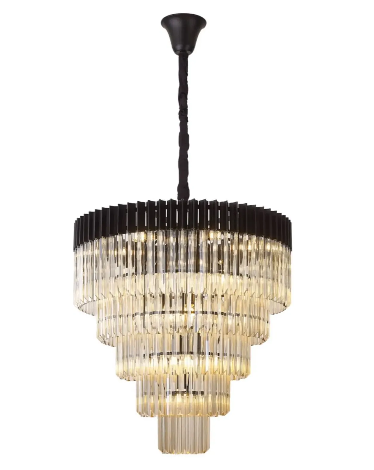 Chelsea Sculpted Glass Drop Chandelier - Black, Cognac image