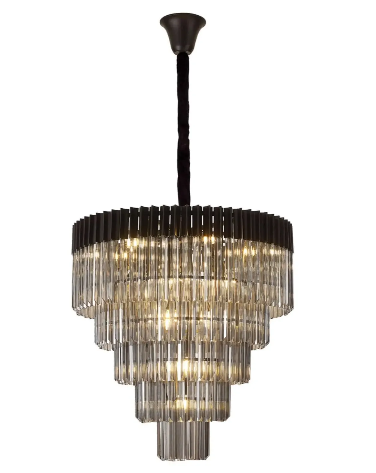 Chelsea Sculpted Glass Drop Chandelier - Black, Smoked