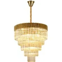 Chelsea Sculpted Glass Drop Chandelier - Brass, Cognac