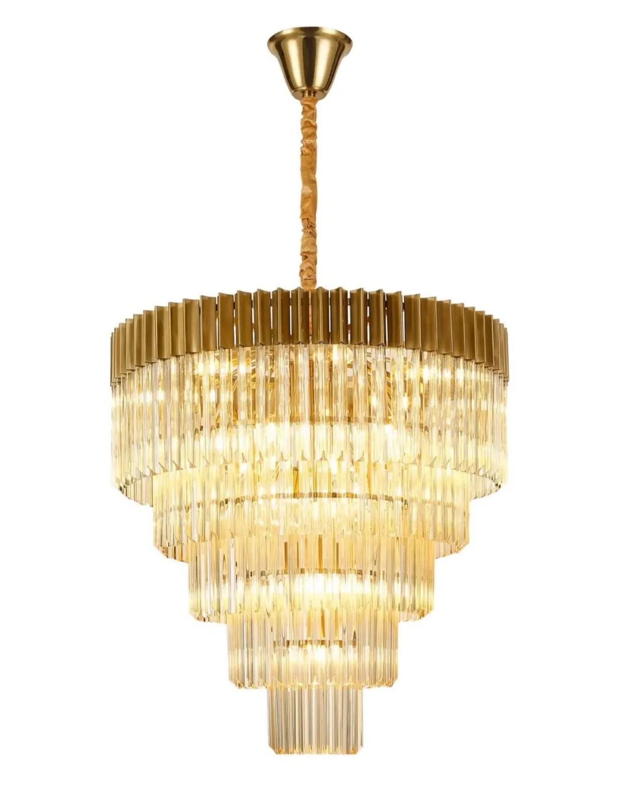 Chelsea Sculpted Glass Drop Chandelier - Brass, Cognac