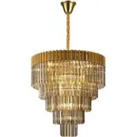 Chelsea Sculpted Glass Drop Chandelier - Brass, Smoked