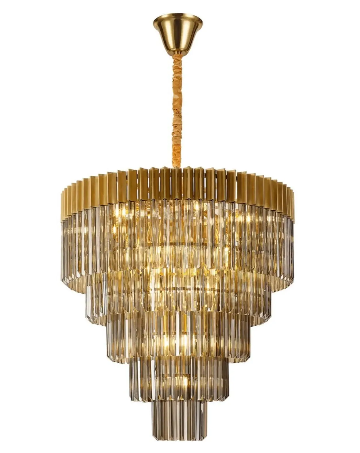 Chelsea Sculpted Glass Drop Chandelier - Brass, Smoked