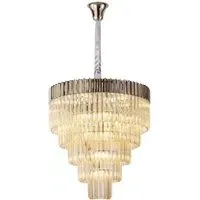 Chelsea Sculpted Glass Drop Chandelier - Nickel, Cognac