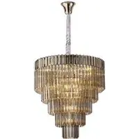Chelsea Sculpted Glass Drop Chandelier - Nickel, Smoke