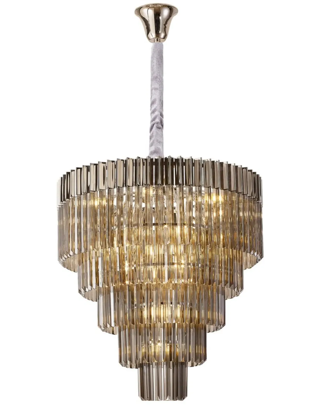 Chelsea Sculpted Glass Drop Chandelier - Nickel, Smoke