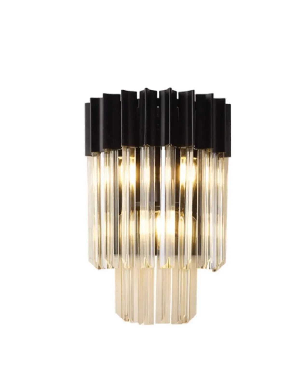 Chelsea Sculpted Glass Wall Light - Black, Clear Glass image