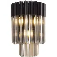 Chelsea Sculpted Glass Wall Light - Black, Smoke Glass