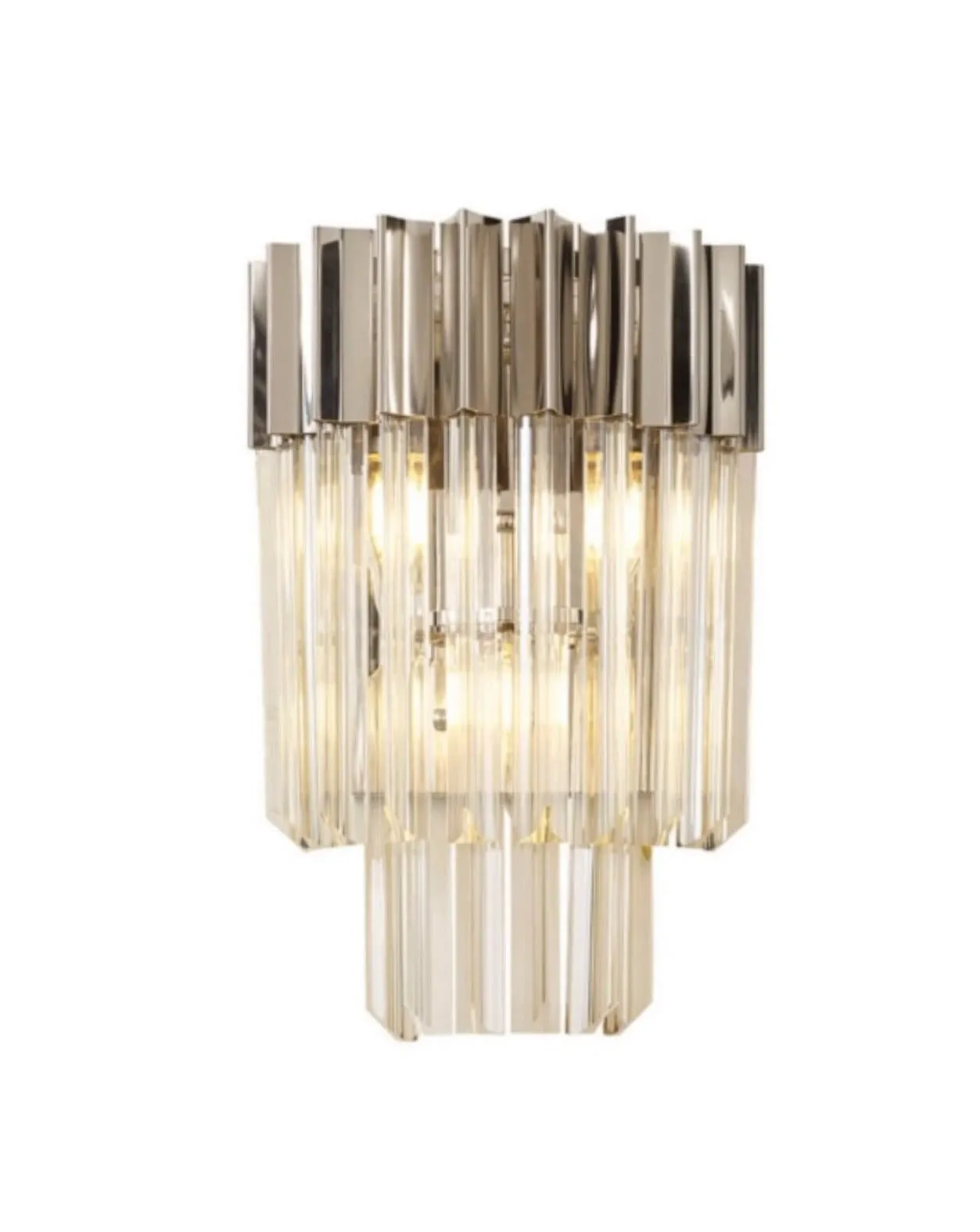 Chelsea Sculpted Glass Wall Light - Nickel, Cognac Glass