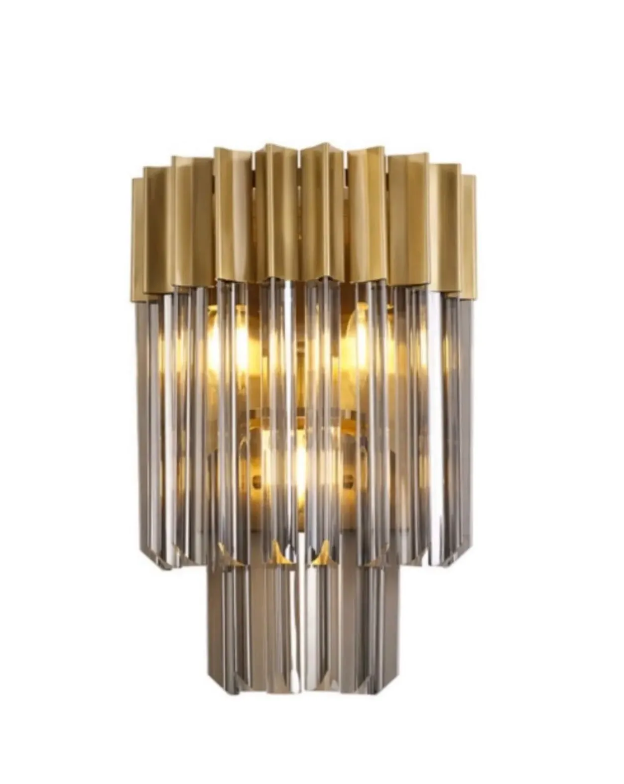Chelsea Sculpted Glass Wall Light - Nickel, Cognac Glass
