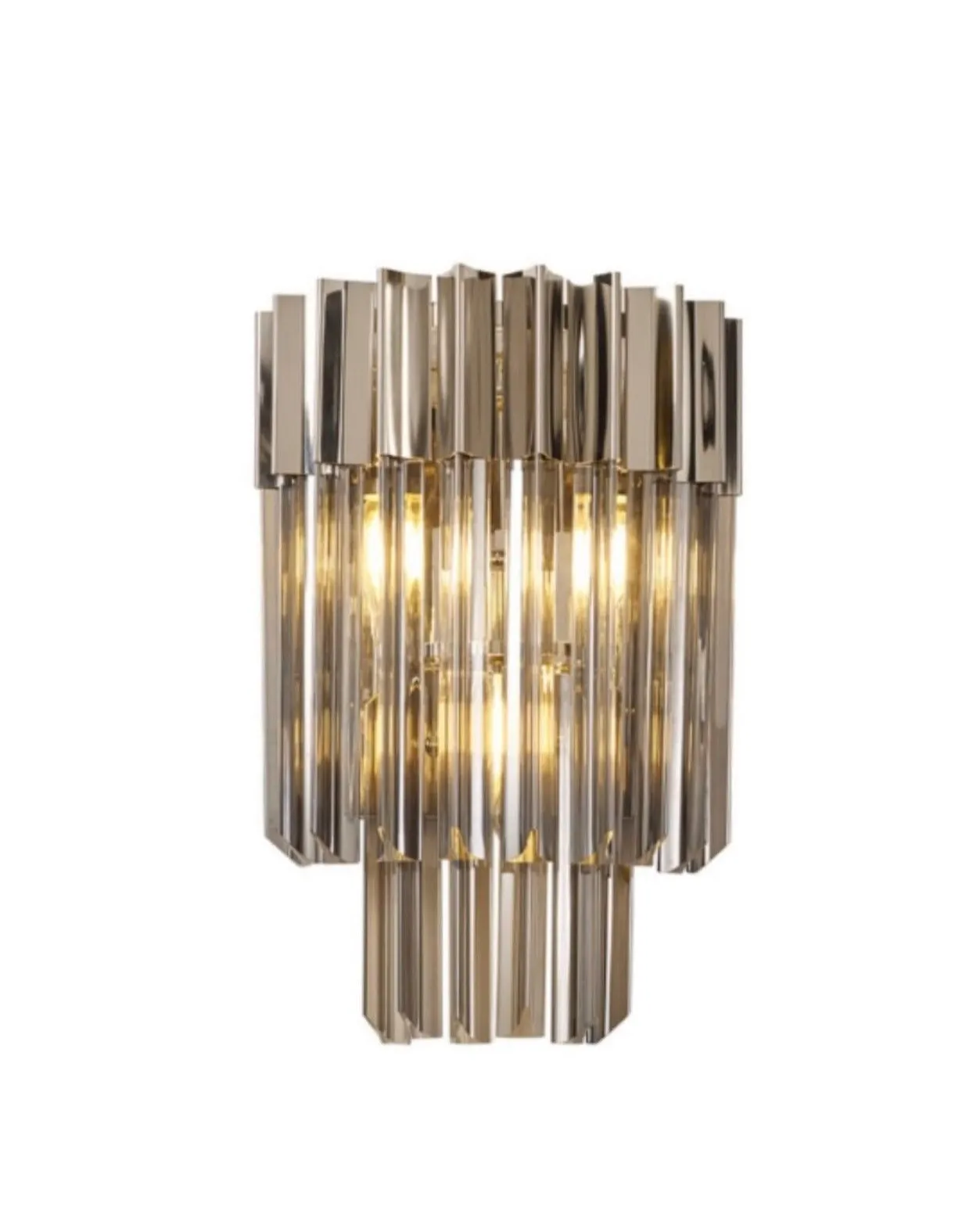 Chelsea Sculpted Glass Wall Light - Nickel, Smoked Glass