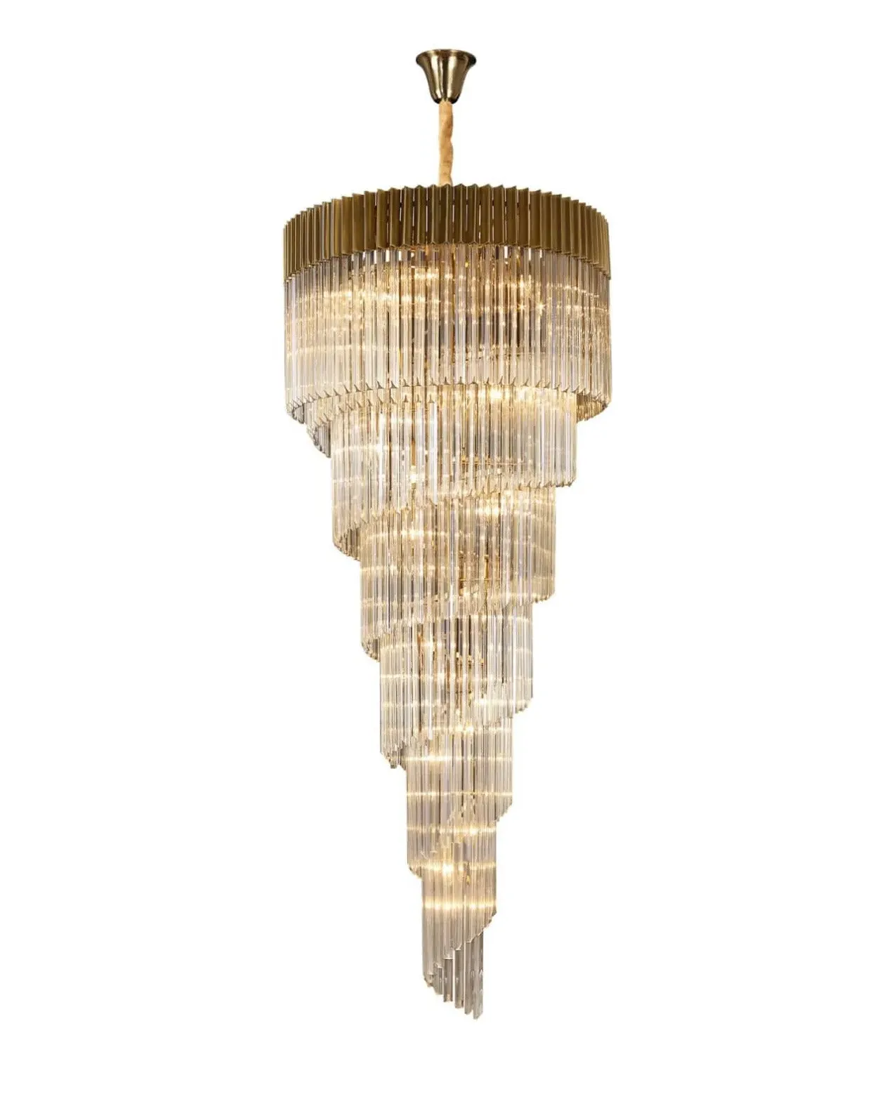 Chelsea Stairwell Chandelier - Brass, Glass