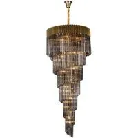 Chelsea Stairwell Chandelier - Brass, Smoked Glass