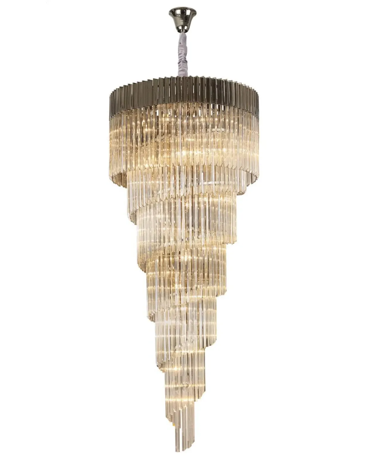 Chelsea Stairwell Chandelier - Nickel, Glass