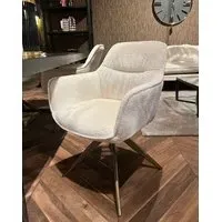 Chenille Swivel Armchair - Bronze Base