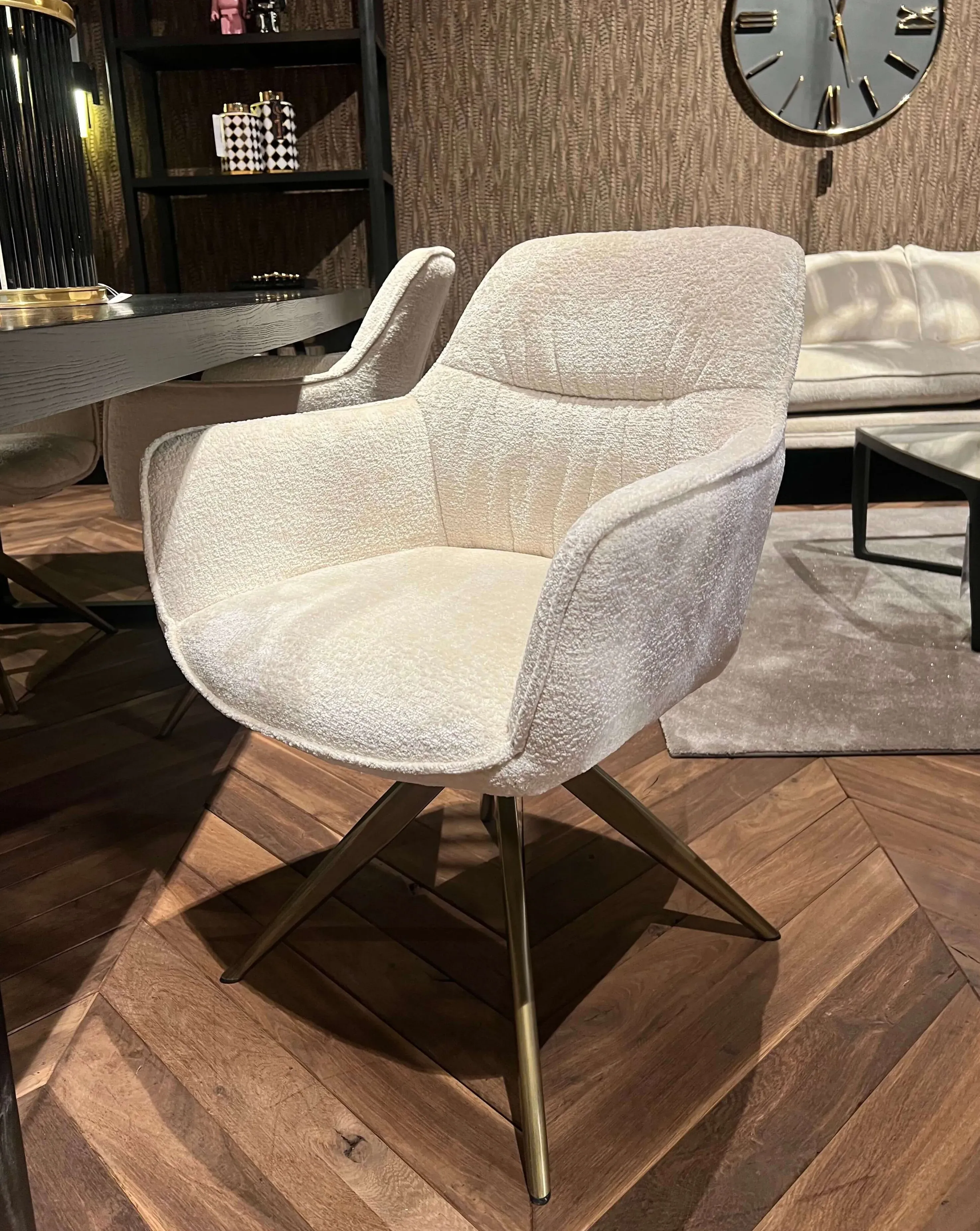 Chenille Swivel Armchair - Bronze Base image