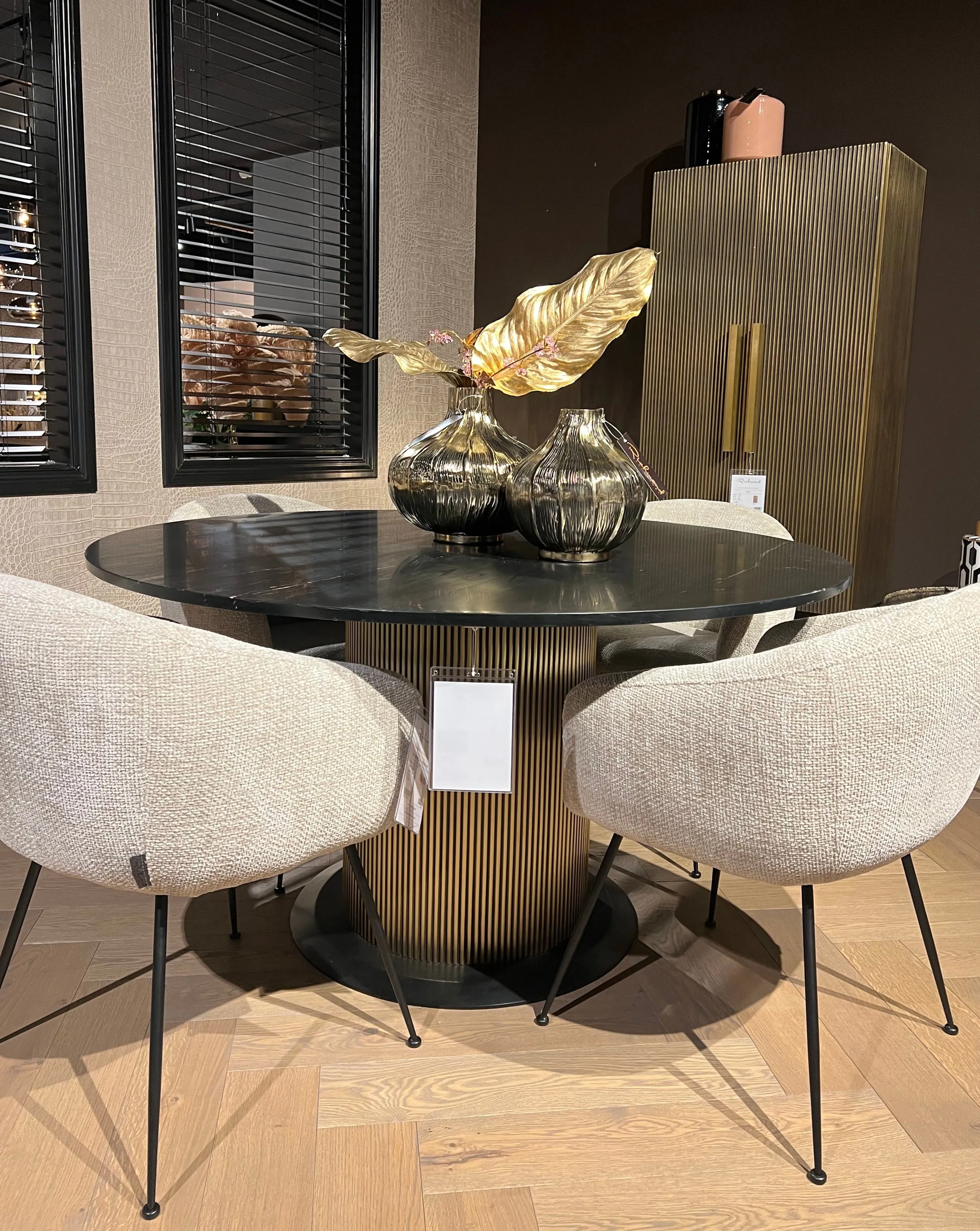 Colosseum Round Dining Table - Black, Brass image