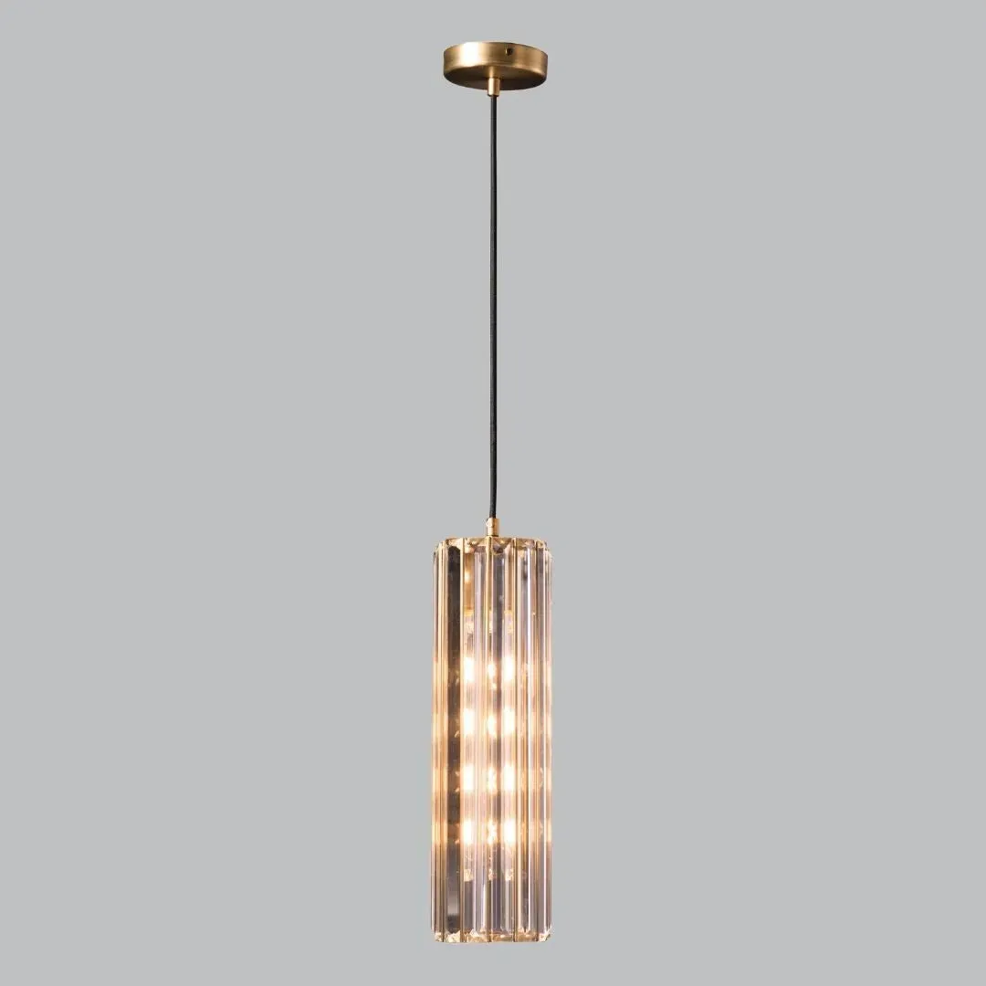 Crystal and Antique Brass Pendant Light - Brass image