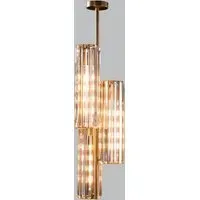 Crystal and Antique Brass Triple Pendant Light - Brass