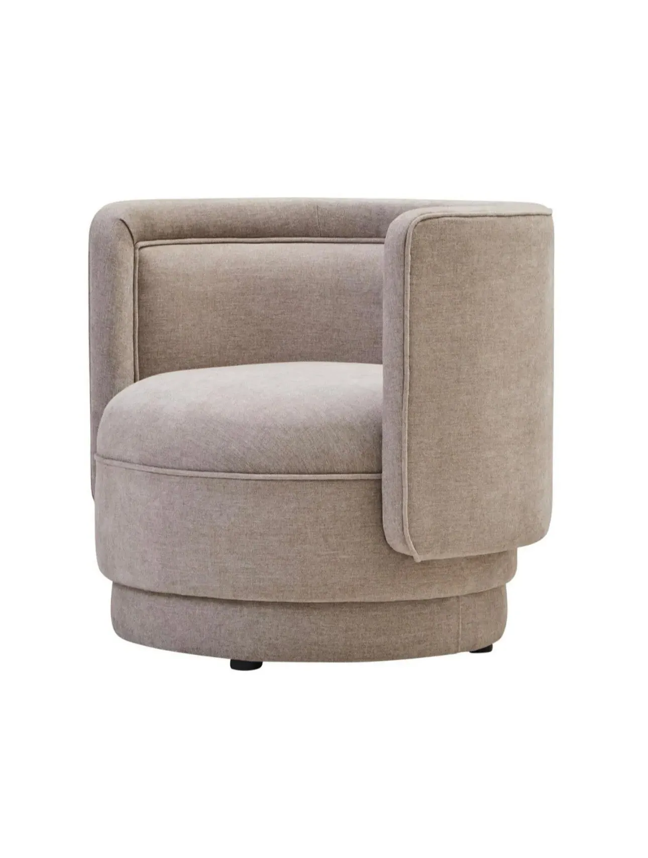 Curved Back Accent Chair with Piping Detail - Taupe, Chenille product
