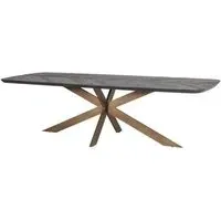 Curved Edge Dining Table - Dark Coffee, Recycled Oak