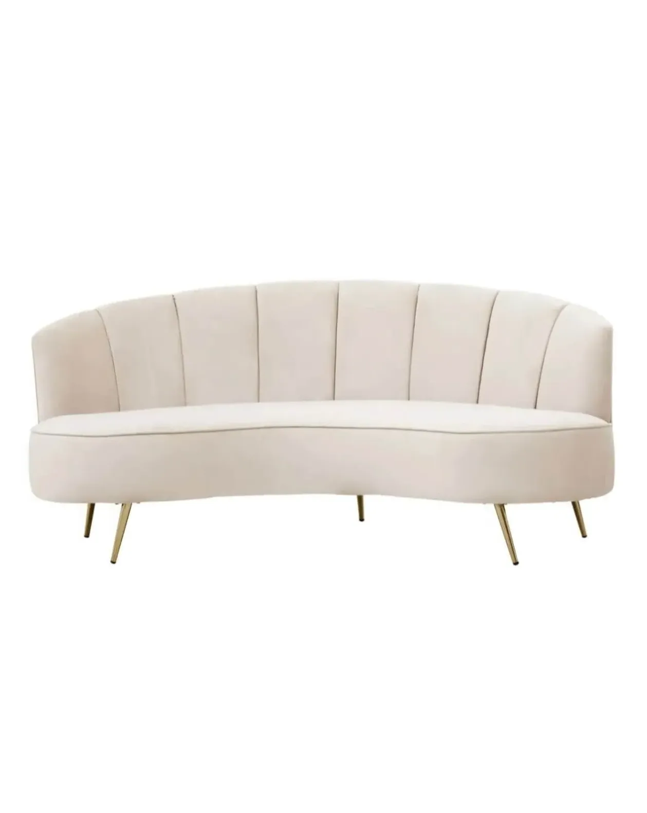 Curved Sofa - Beige, Velvet image