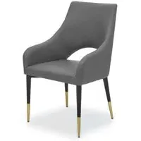 Dining Chair with Armrests - Grey, Leatherette