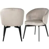 Dining Chair with Curved Backrest - Mink, Velvet alternate view