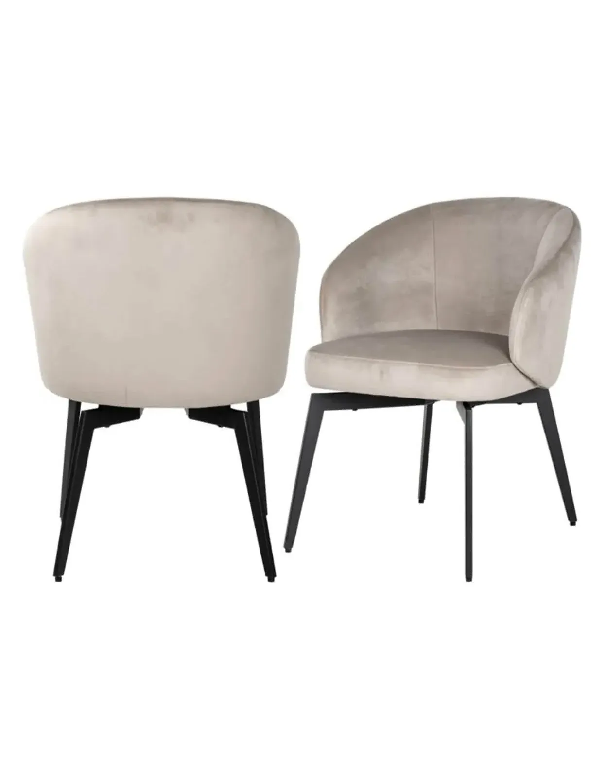 Dining Chair with Curved Backrest - Mink, Velvet product