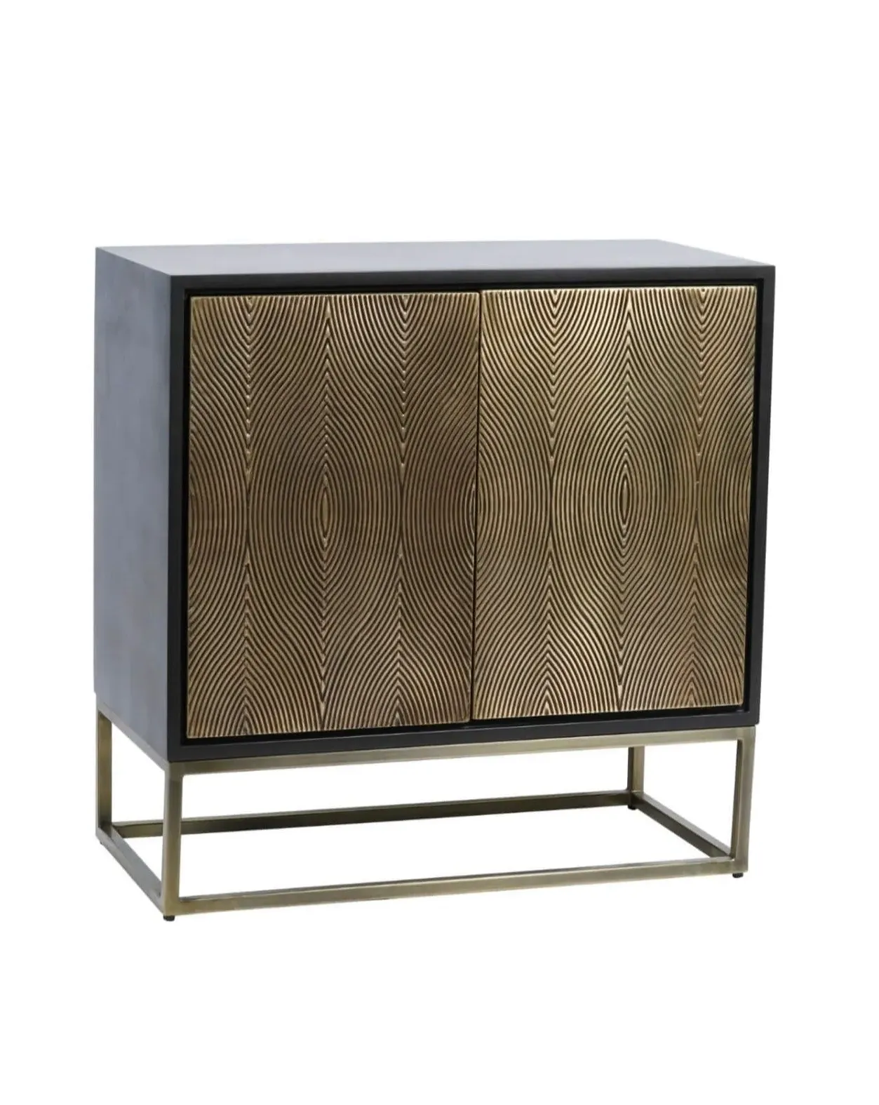 Embossed Cabinet with Push Close Doors - Brass image