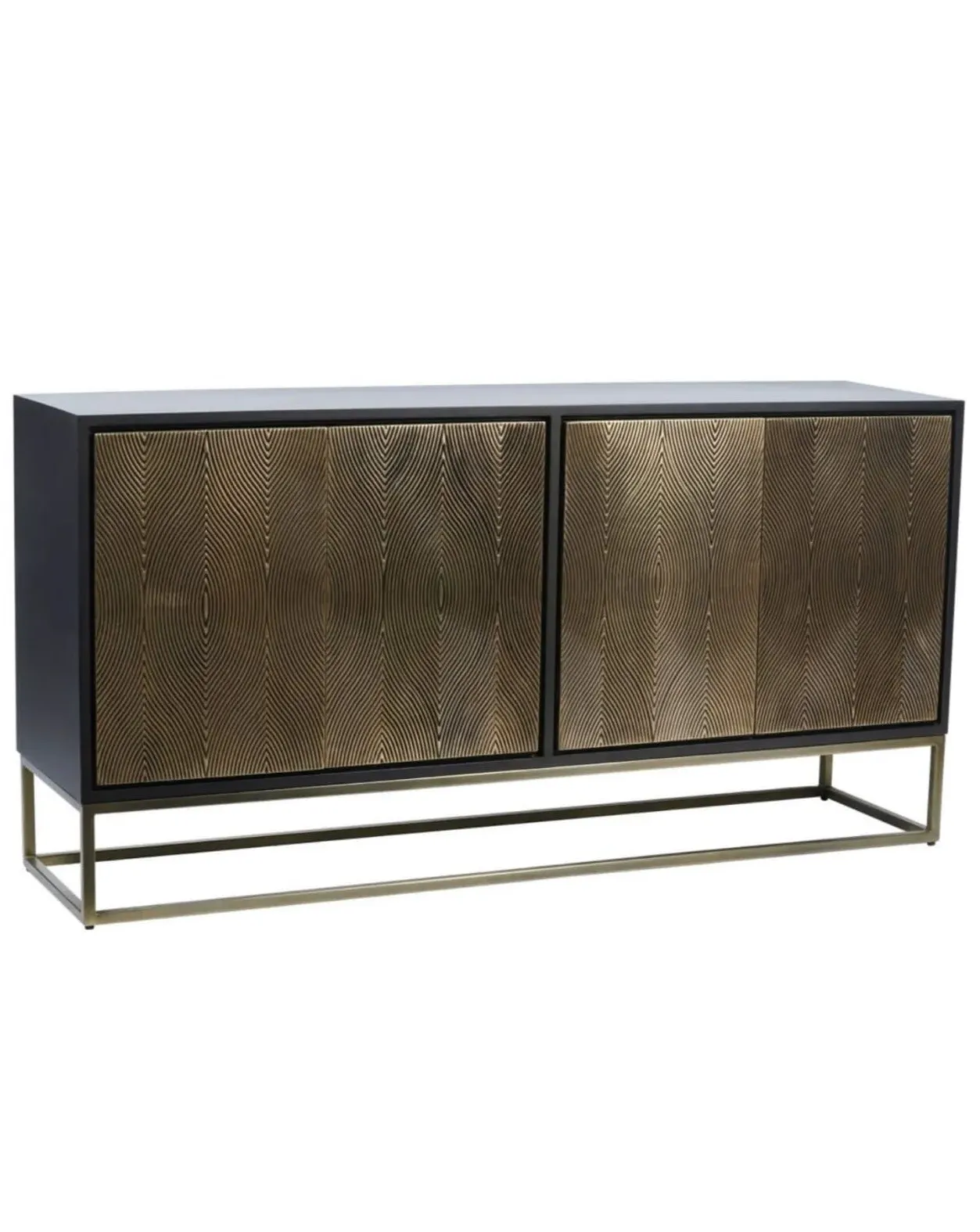 Embossed Sideboard with Push Close Doors - Brass