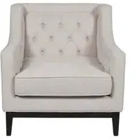 Fabric Armchair with Deep Buttoning - Ivory