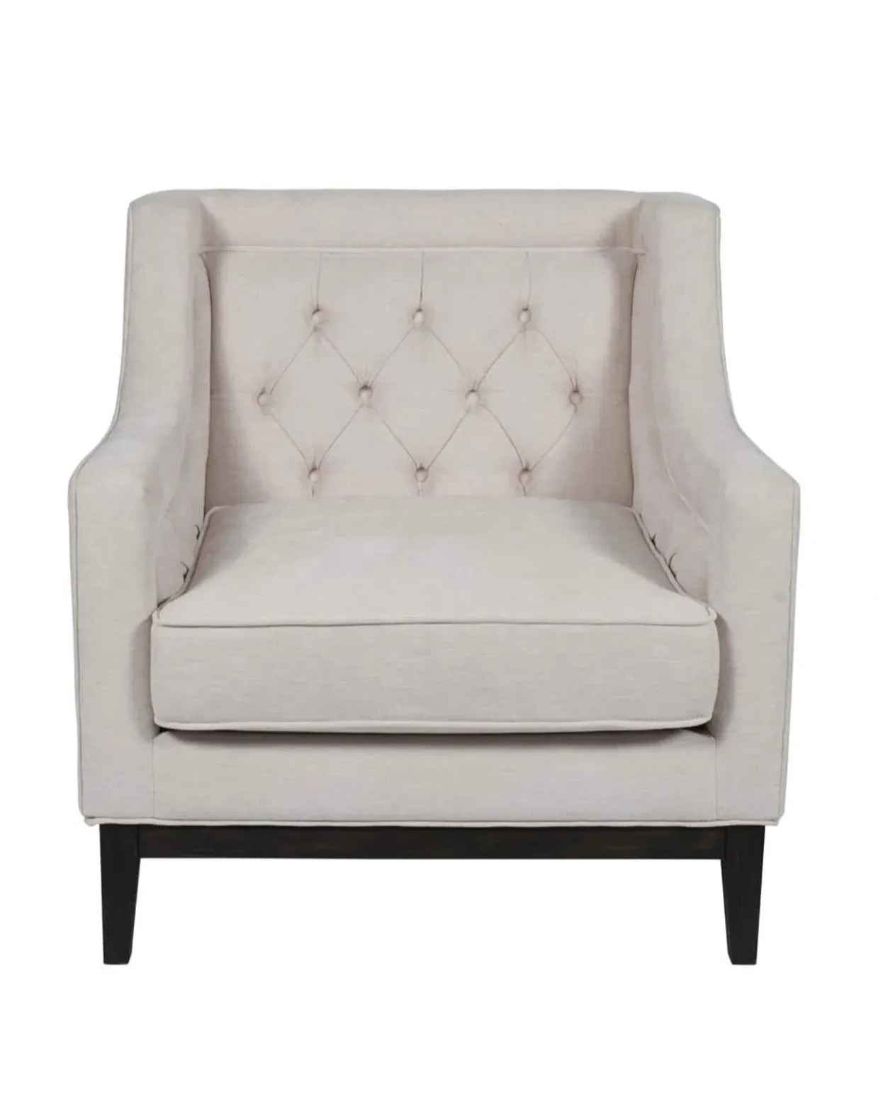 Fabric Armchair with Deep Buttoning - Ivory image