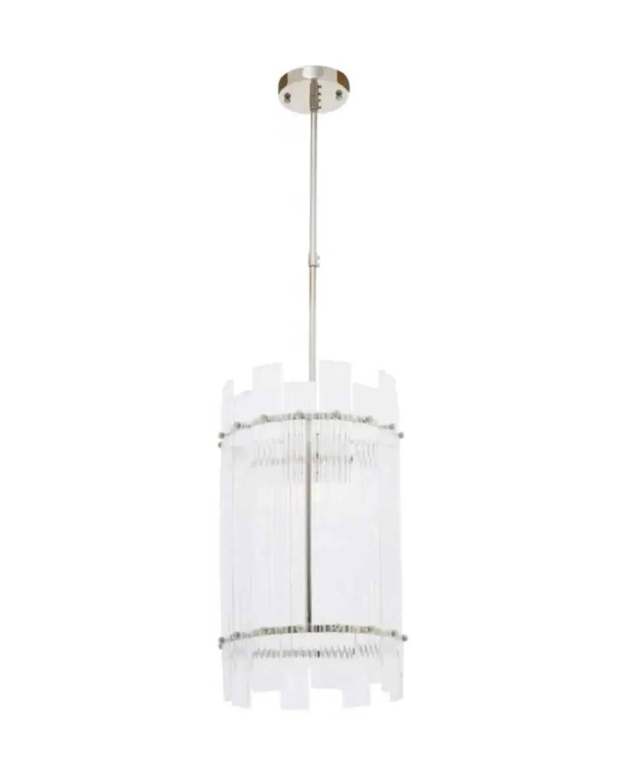 Fluted Glass Pendant Light - Nickel image
