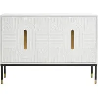 Geometric Sideboard with Gold Accents - White