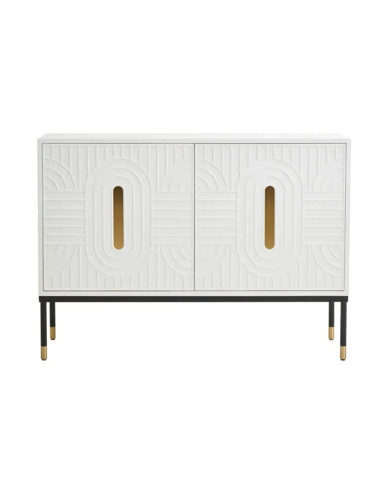 Geometric Sideboard with Gold Accents - White image