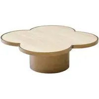 Glover Coffee Table - Brushed Gold, Travertine Ceramic