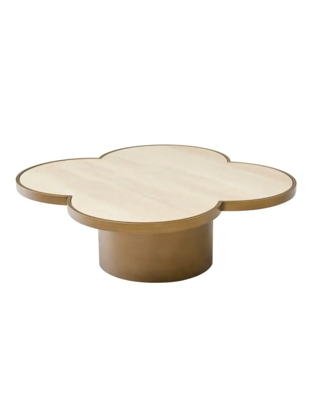 Glover Coffee Table - Brushed Gold, Travertine Ceramic image