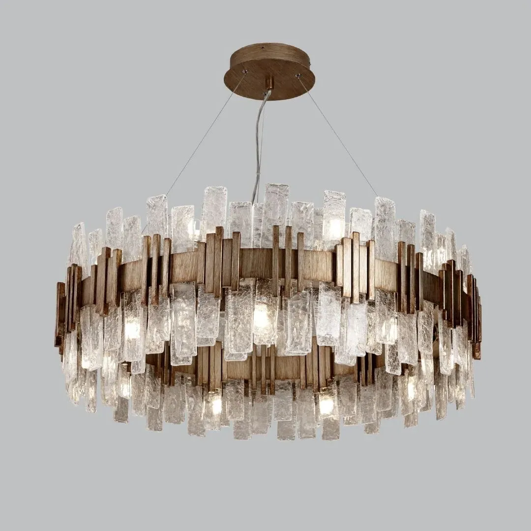 Halo Opulent Textured Glass Chandelier - Gold