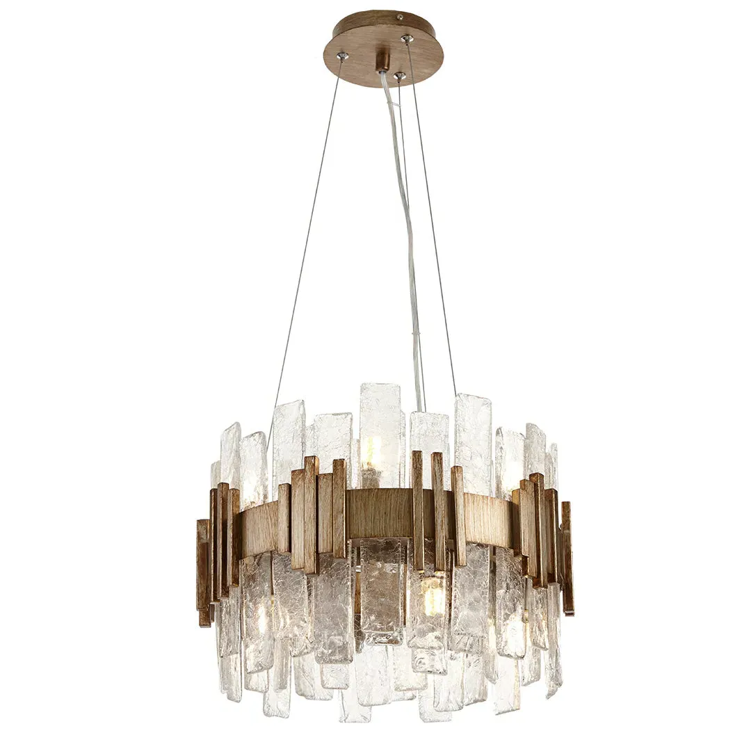 Halo Opulent Small Textured Glass Chandelier - Gold product