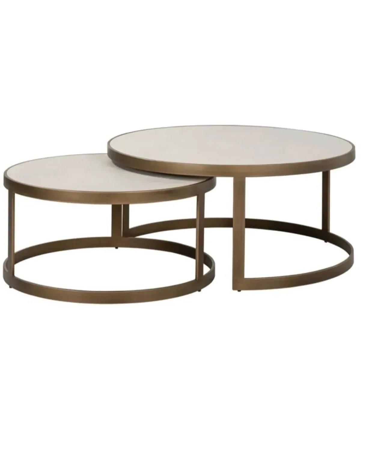 Herringbone Coffee Table - Ash Grey, Brass image