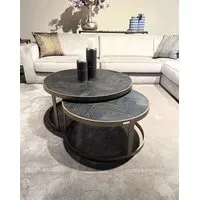 Herringbone Coffee Table Set of 2 - Black, Oak