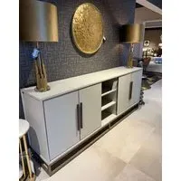 Herringbone Sideboard - Ash Grey, Brass