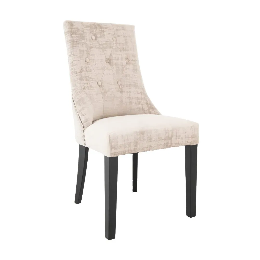 High Back Dining Chair Button Tufted - Mushroom, Velvet product