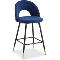 Hoxton Matte Velvet Barstool - Blue