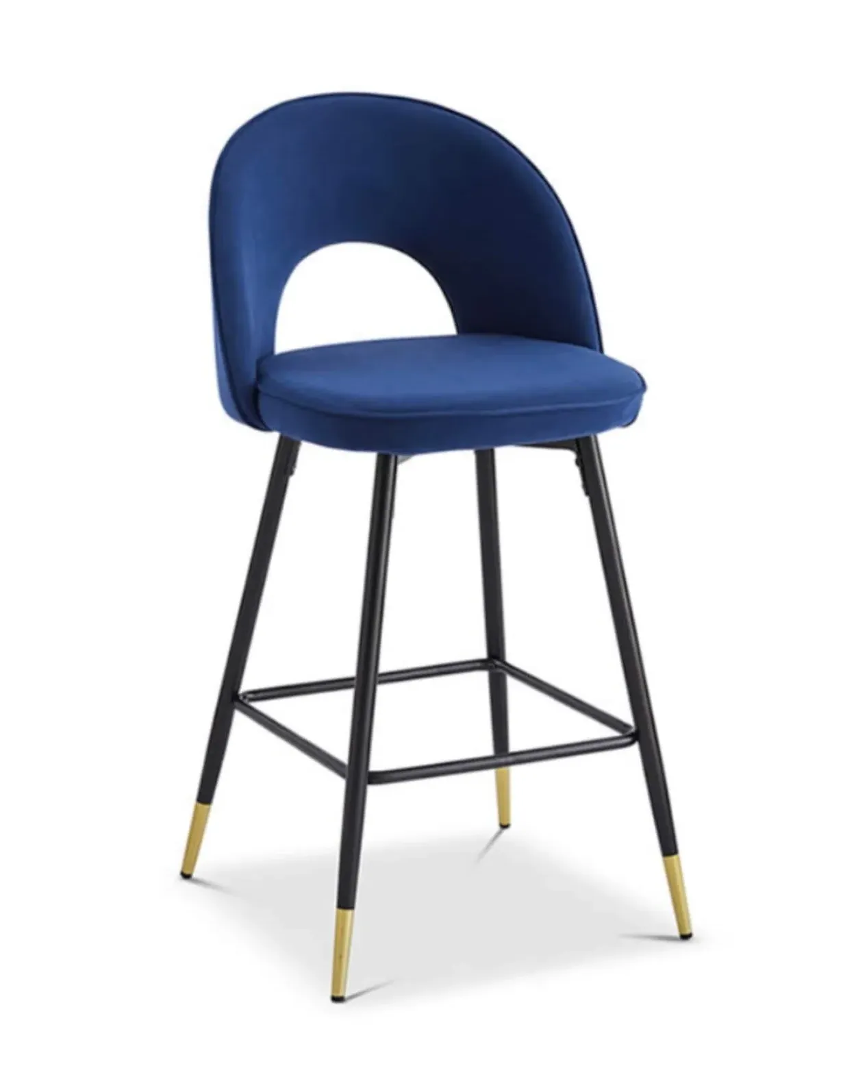 Hoxton Matte Velvet Barstool - Blue image