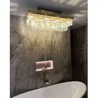IP44 Rated Bathroom Chandelier - Matte Gold, Crystal