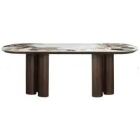 Landal Dining Table - Brown, Ceramic
