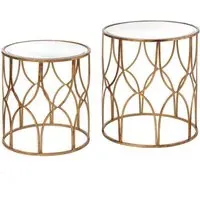 Lattice Side Tables Set of Two - Gold