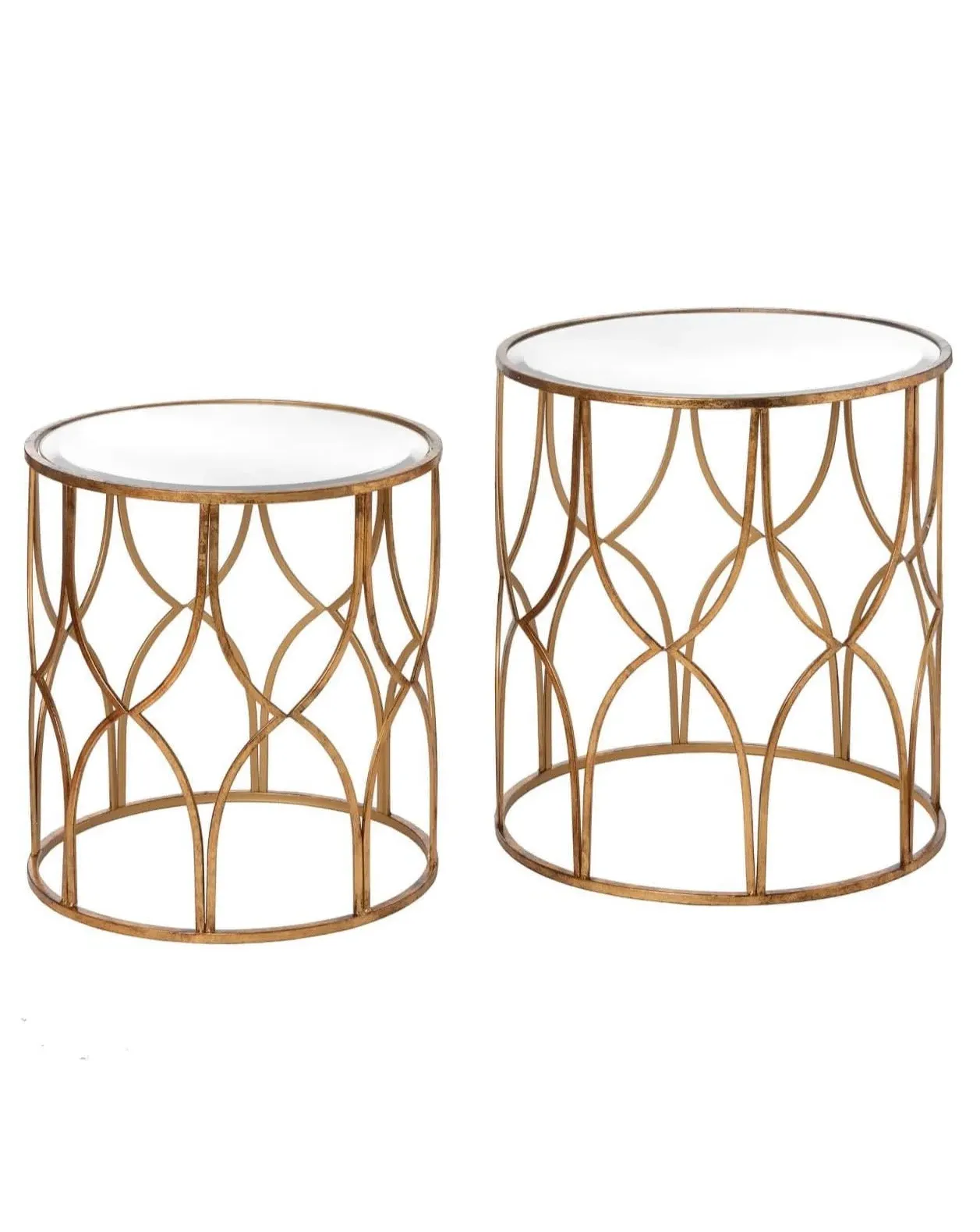 Lattice Side Tables Set of Two - Gold image