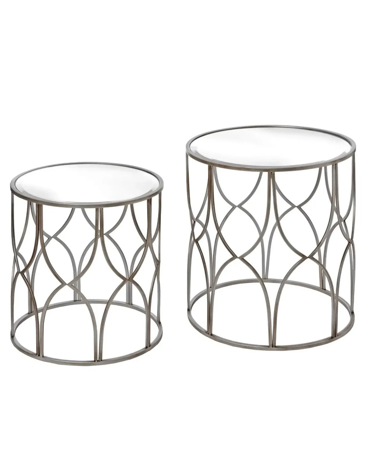 Lattice Side Tables Set of Two - Silver